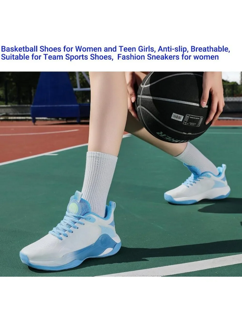 Women's White Lan Mesh Basketball High Upper Volleyball Breathable Sport Sneaker